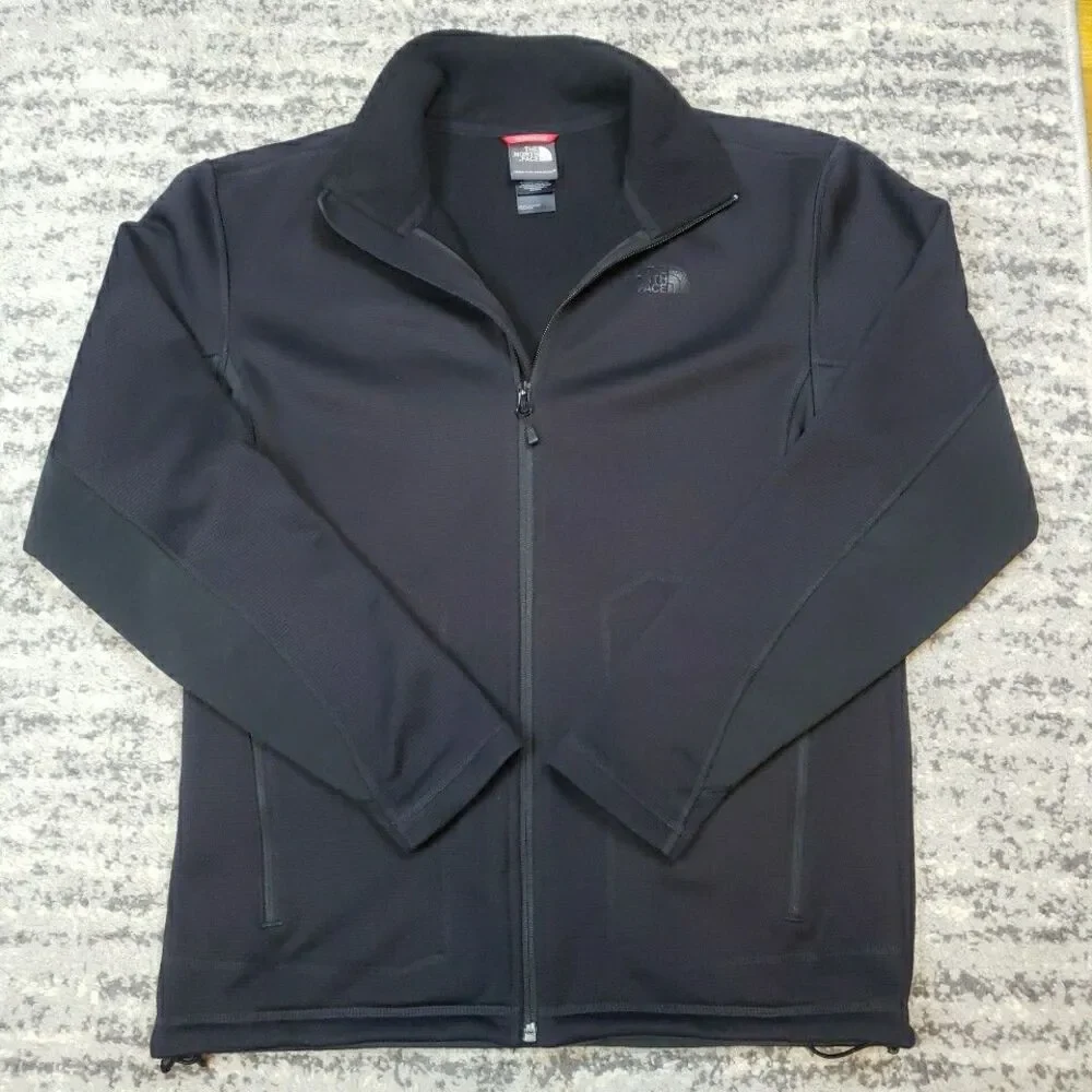 North Face Full Zip Jacket Coat Never Stop Exploring Black Pockets Mens Medium